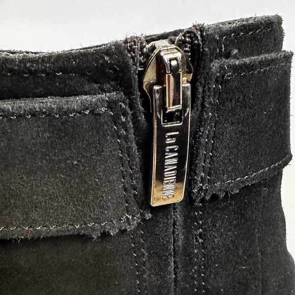 La Canadienne Women’s Jesse Black Suede Ankle Boot Size 7M Waterproof Square Toe - Picture 8 of 12